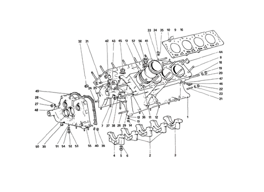 Ferrari 208 Turbo – Engine Crankcase Diagram & Parts