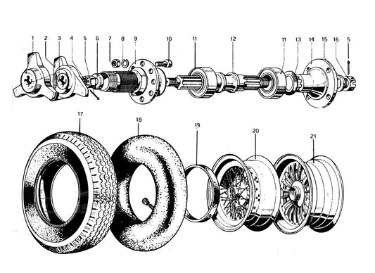 Ferrari 275 GTB/GTS 2- Tyres - Wheels & Shaft Parts Diagram