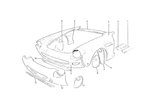 Ferrari 275 Pininfarina coachwork– Front Bodywork Covering Parts & Diagram