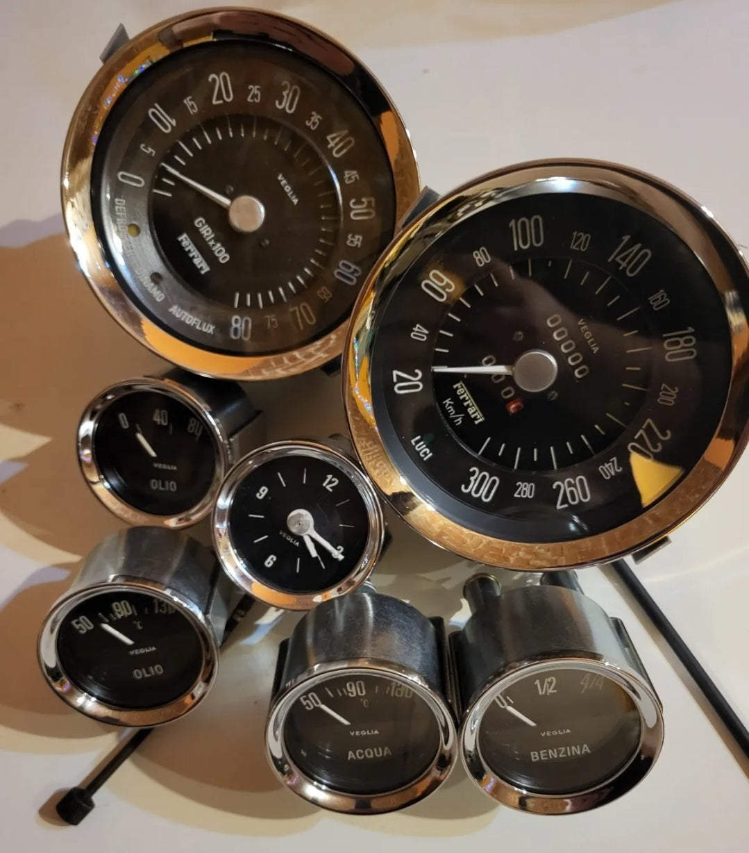Ferrari 250 SWB complete set gauges Veglia Borletti Refurbished