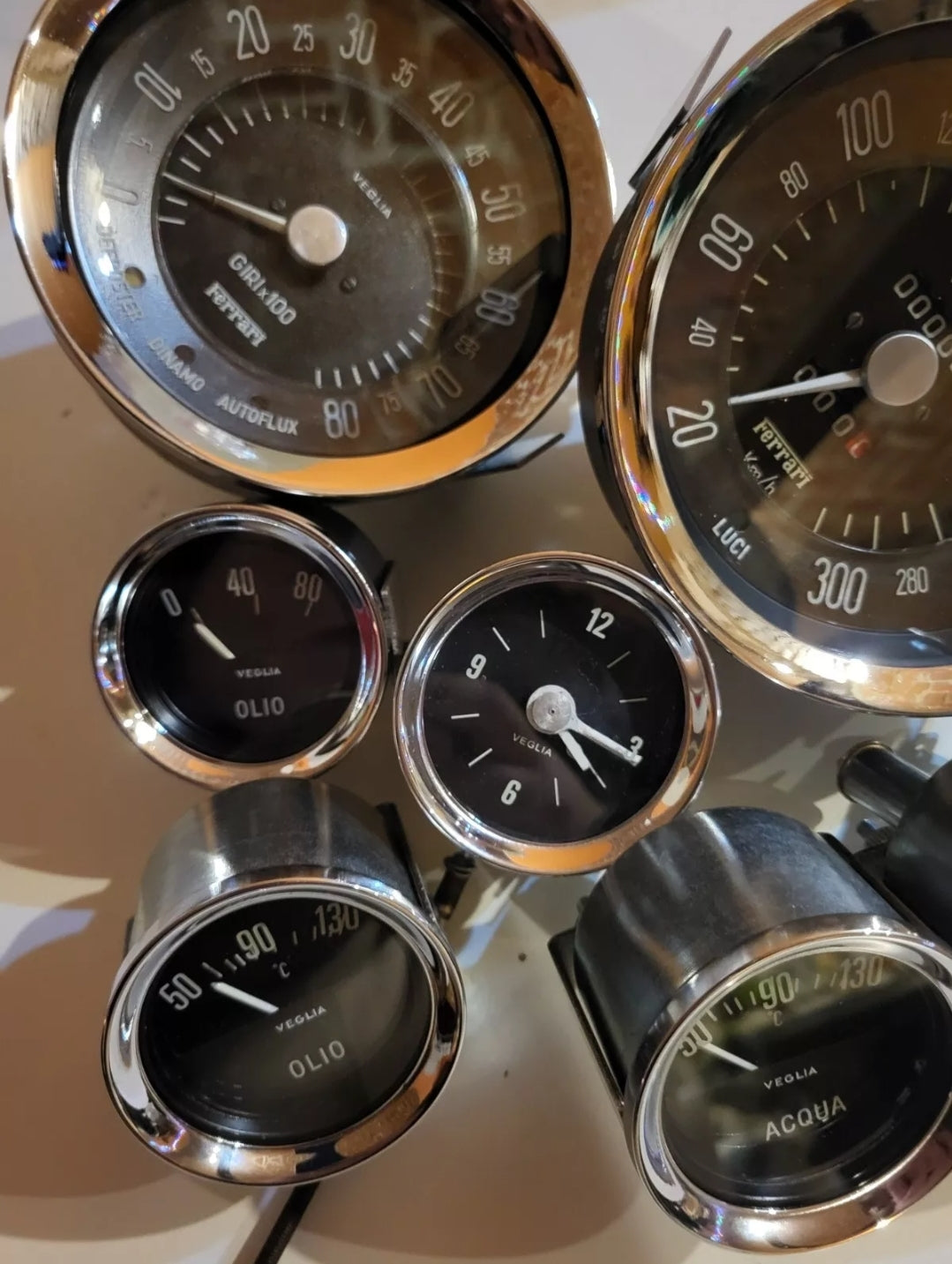 Ferrari 250 SWB complete set gauges Veglia Borletti Refurbished