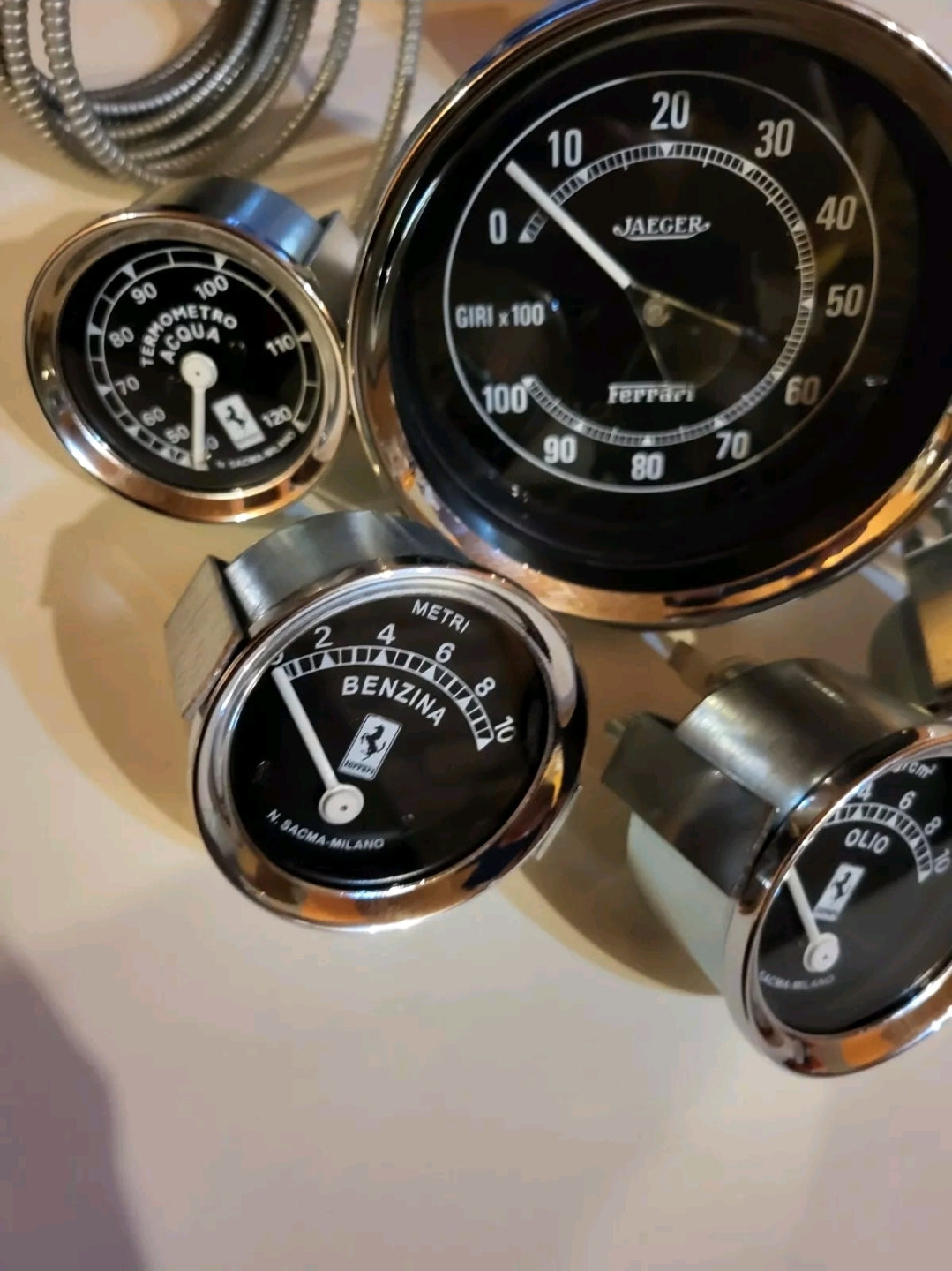 Ferrari 250 TR  complete set gauges Jaeger Sacma Milano Refurbished