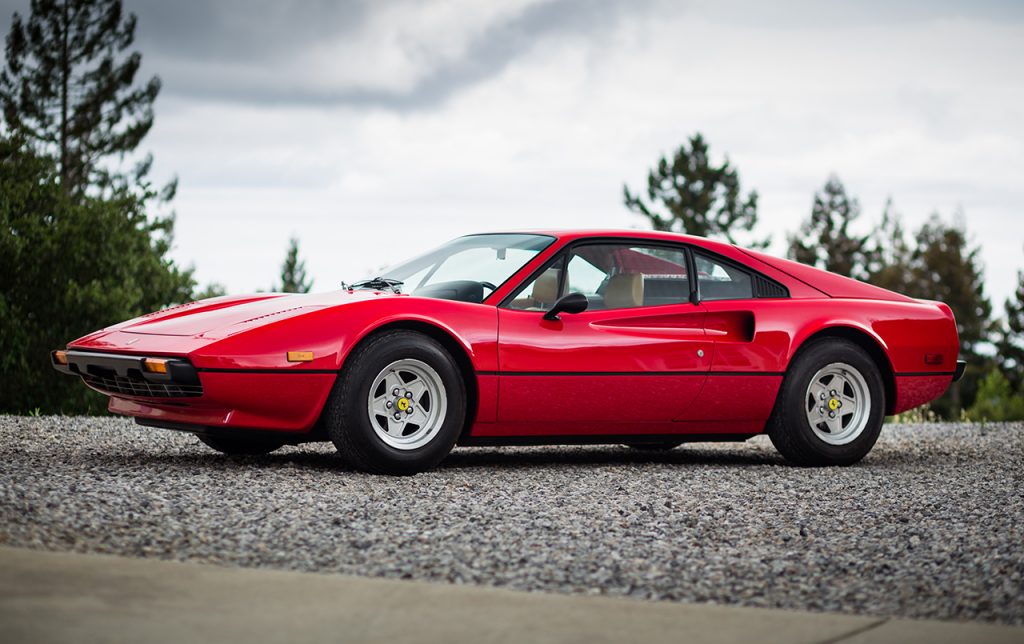 1976 Ferrari 308 GTB Drysump – Front left view showcasing the lightweight Vetroresina body and classic Ferrari design.