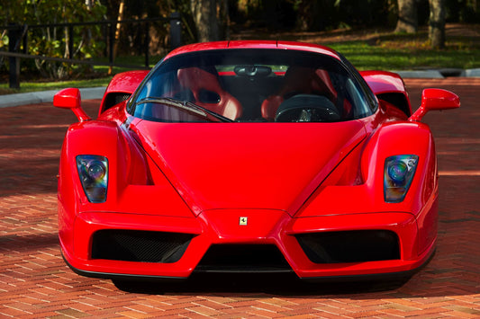 Front view of the 2002 Ferrari Enzo – Aerodynamic styling with aggressive Ferrari lines.