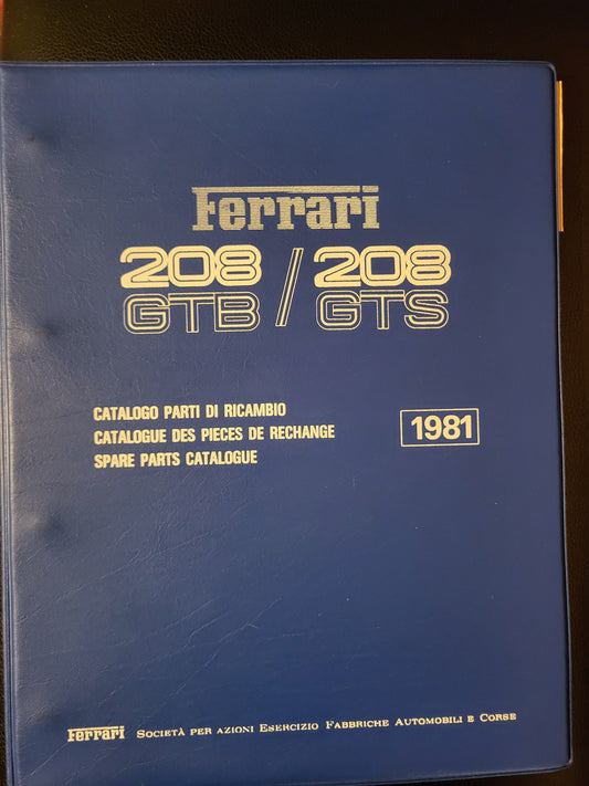 Catalogue de pièces de rechange Ferrari 308 GTB GTS 1980 en excellent état