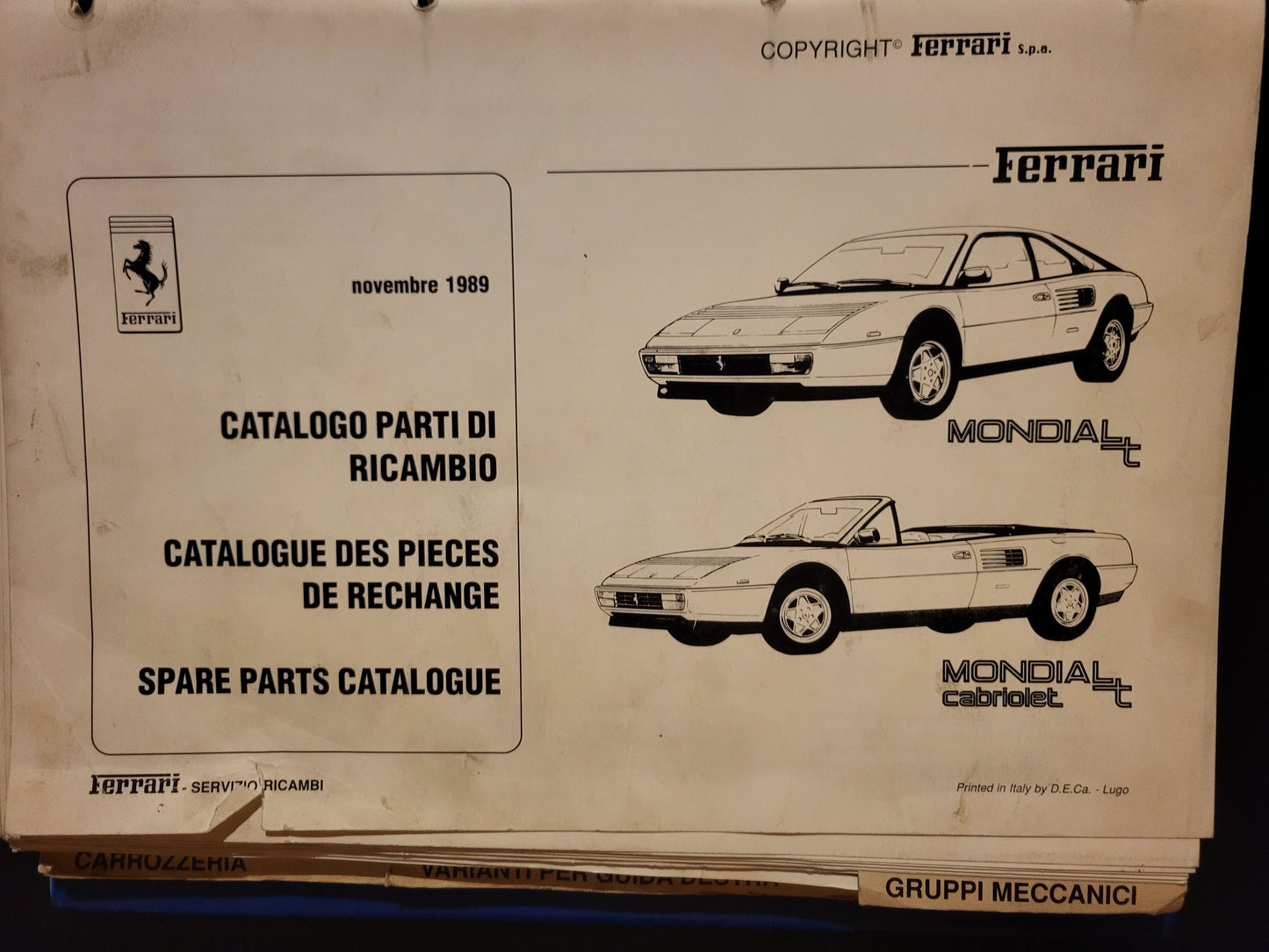 Ferrari 308 GTB GTS Ersatzteilkatalog 1980, ausgezeichneter Zustand 