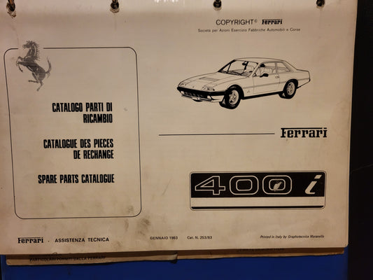 Catalogue de pièces de rechange Ferrari 308 GTB GTS 1980 en excellent état