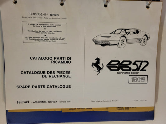 Catalogue de pièces de rechange Ferrari 308 GTB GTS 1980 en excellent état