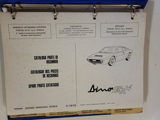 Catalogue de pièces de rechange Ferrari 308 GTB GTS 1980 en excellent état