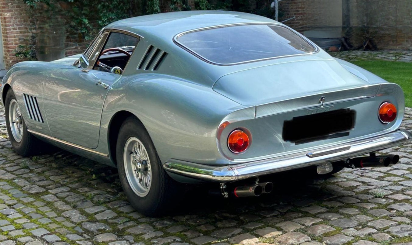 Rear view of the 1966 Ferrari 275 GTB – Classic tail design emphasizing Ferrari’s timeless elegance.