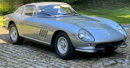 1966 Ferrari 275 GTB – Front view showcasing the iconic alloy-bodied classic Ferrari design.