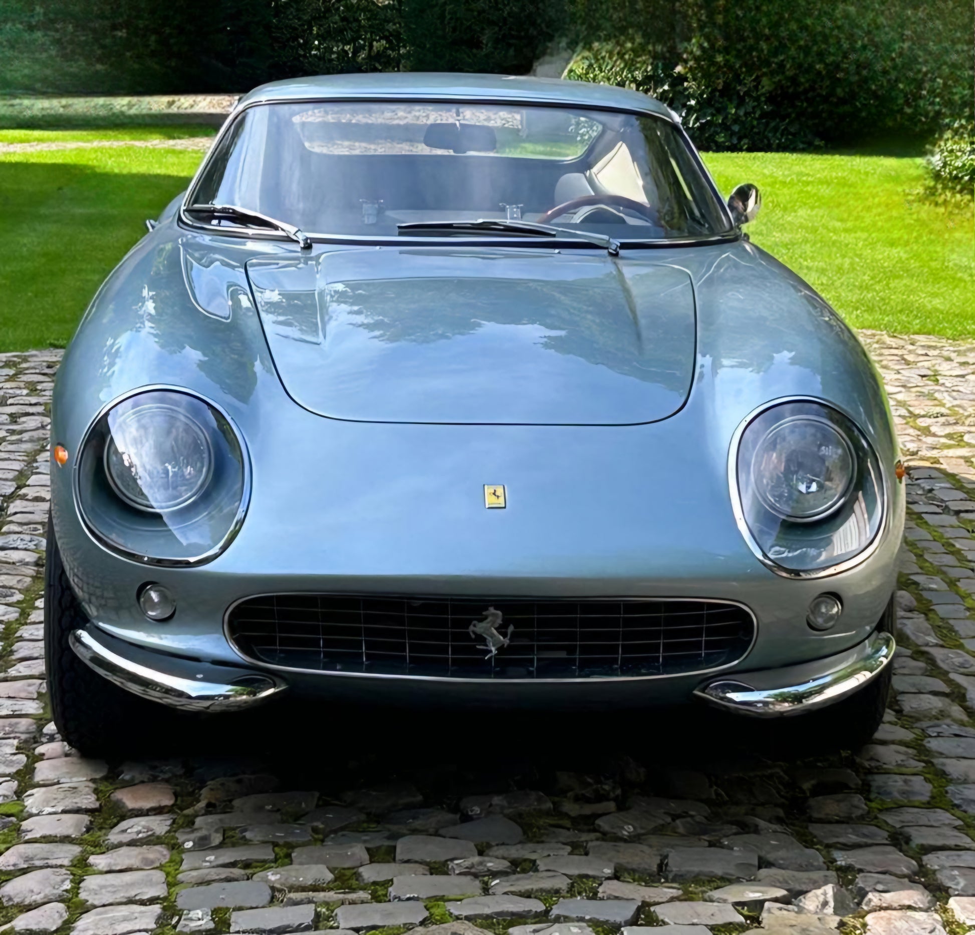 1966 Ferrari 275 GTB – Front view showcasing the iconic alloy-bodied classic Ferrari design.