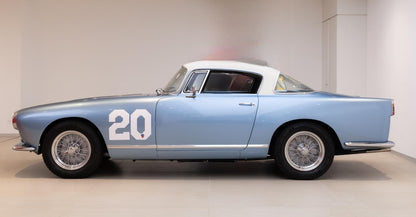 Left side view of the 1956 Ferrari 250 GT Boano Alloy – Rare aluminum-bodied Ferrari with elegant styling.