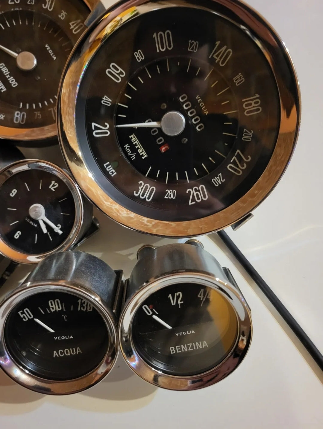 Ferrari 250 SWB complete set gauges Veglia Borletti Refurbished