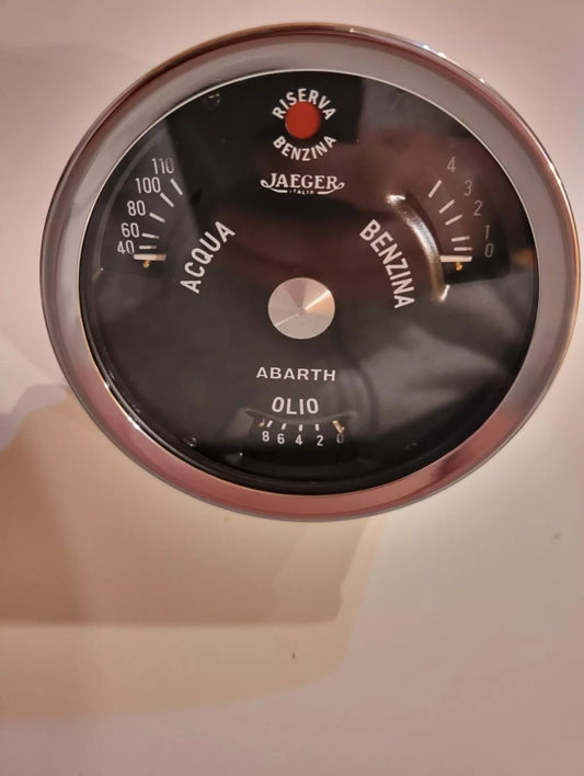 Fiat 850 Abarth triple gauge Oil pressure-Water temperature- Fuel level Jaeger Refurbished