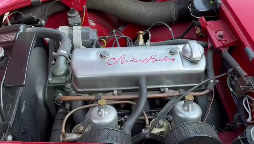 Engine bay of the 1954 Austin Healey 100 – Original working engine