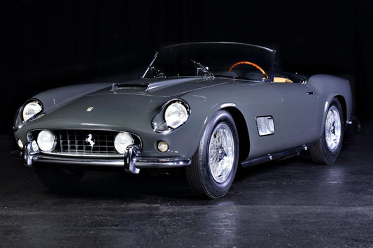 1959 Ferrari 250 California – Front view showcasing the iconic open-top grand tourer design.