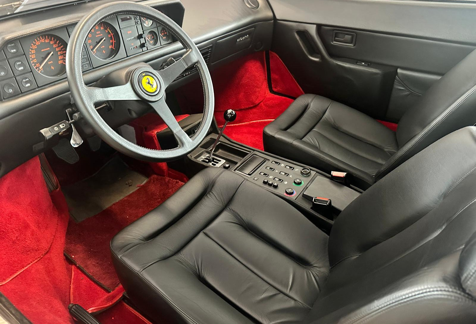 Interior of the 1989 Ferrari Mondial 3.2 – Classic 2+2 cockpit with Ferrari craftsmanship.