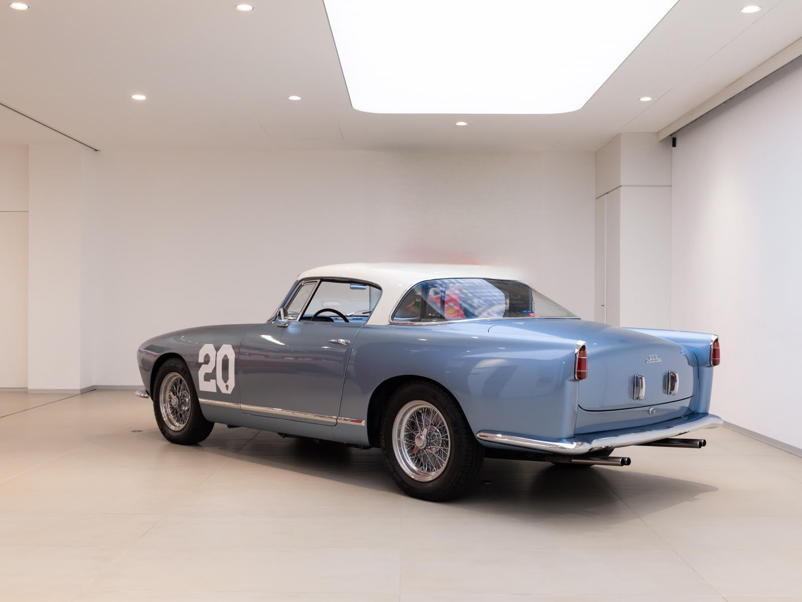 Rear view of the 1956 Ferrari 250 GT Boano Alloy – Sleek tail design emphasizing its timeless elegance.